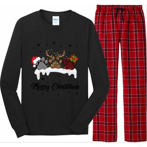 Merry Christmas Dog Paw Santa Hat Reindeer Horns Dog Lover Cute Gift Long Sleeve Pajama Set