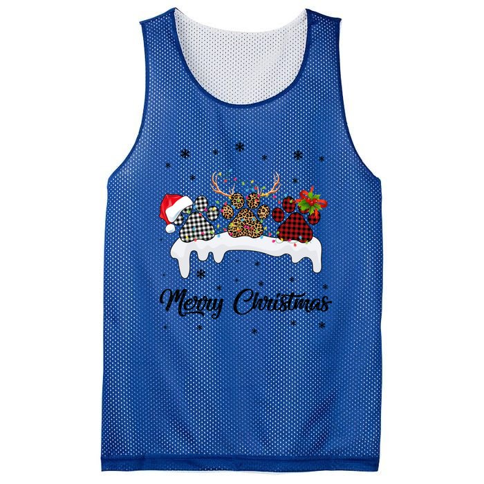 Merry Christmas Dog Paw Santa Hat Reindeer Horns Dog Lover Cute Gift Mesh Reversible Basketball Jersey Tank