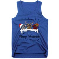 Merry Christmas Dog Paw Santa Hat Reindeer Horns Dog Lover Cute Gift Tank Top