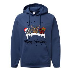 Merry Christmas Dog Paw Santa Hat Reindeer Horns Dog Lover Cute Gift Performance Fleece Hoodie