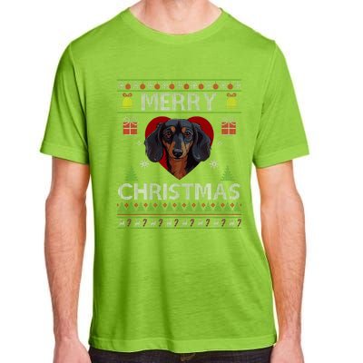 Merry Christmas Dachshund Dog Ugly Sweater Funny Adult ChromaSoft Performance T-Shirt