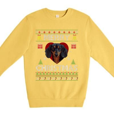 Merry Christmas Dachshund Dog Ugly Sweater Funny Premium Crewneck Sweatshirt