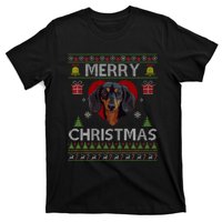 Merry Christmas Dachshund Dog Ugly Sweater Funny T-Shirt