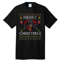 Merry Christmas Dachshund Dog Ugly Sweater Funny Tall T-Shirt