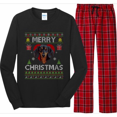 Merry Christmas Dachshund Dog Ugly Sweater Funny Long Sleeve Pajama Set