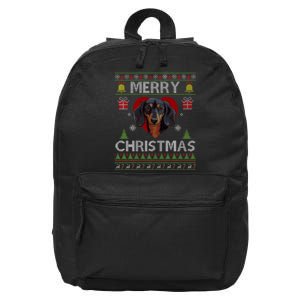 Merry Christmas Dachshund Dog Ugly Sweater Funny 16 in Basic Backpack