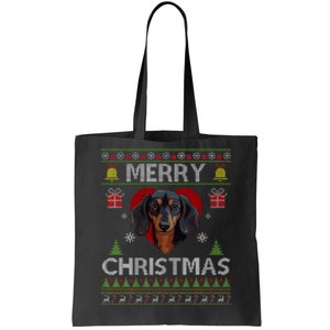 Merry Christmas Dachshund Dog Ugly Sweater Funny Tote Bag