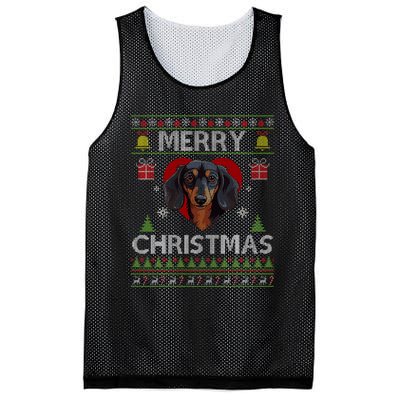 Merry Christmas Dachshund Dog Ugly Sweater Funny Mesh Reversible Basketball Jersey Tank