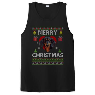 Merry Christmas Dachshund Dog Ugly Sweater Funny PosiCharge Competitor Tank