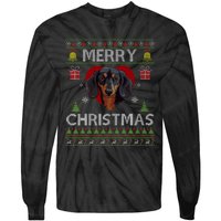 Merry Christmas Dachshund Dog Ugly Sweater Funny Tie-Dye Long Sleeve Shirt