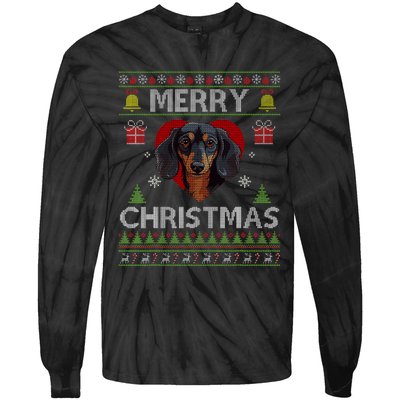 Merry Christmas Dachshund Dog Ugly Sweater Funny Tie-Dye Long Sleeve Shirt