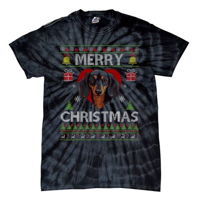 Merry Christmas Dachshund Dog Ugly Sweater Funny Tie-Dye T-Shirt