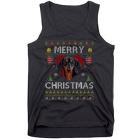 Merry Christmas Dachshund Dog Ugly Sweater Funny Tank Top