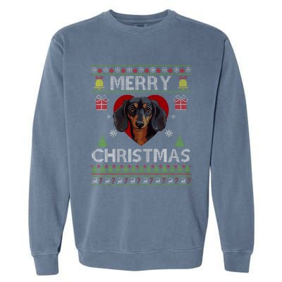 Merry Christmas Dachshund Dog Ugly Sweater Funny Garment-Dyed Sweatshirt