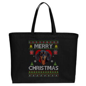 Merry Christmas Dachshund Dog Ugly Sweater Funny Cotton Canvas Jumbo Tote