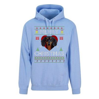 Merry Christmas Dachshund Dog Ugly Sweater Funny Unisex Surf Hoodie