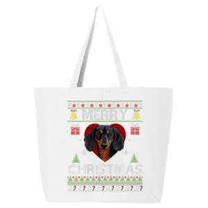 Merry Christmas Dachshund Dog Ugly Sweater Funny 25L Jumbo Tote