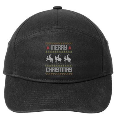 Merry Christmas Deers Humping Funny Holiday Reindeer 7-Panel Snapback Hat