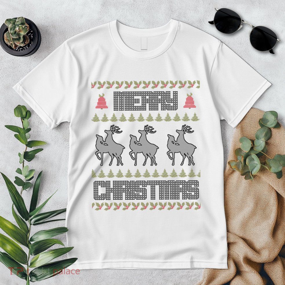 Merry Christmas Deers Humping Funny Holiday Reindeer Premium T-Shirt