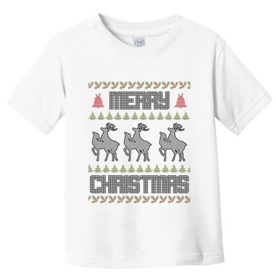 Merry Christmas Deers Humping Funny Holiday Reindeer Toddler T-Shirt