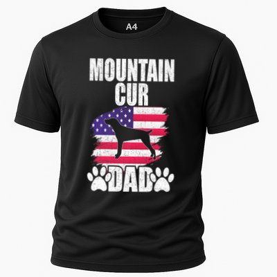 Mountain Cur Dad Dog Lover American Us Flag Premium Performance Shirt