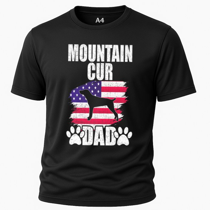 Mountain Cur Dad Dog Lover American Us Flag Premium Cooling Performance Crew T-Shirt