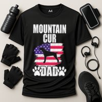 Mountain Cur Dad Dog Lover American Us Flag Premium Cooling Performance Crew T-Shirt