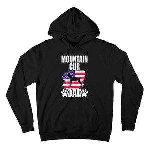 Mountain Cur Dad Dog Lover American Us Flag Premium Hoodie