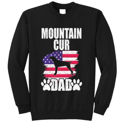 Mountain Cur Dad Dog Lover American Us Flag Premium Sweatshirt