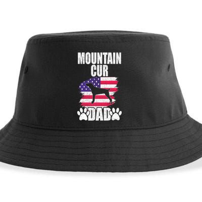 Mountain Cur Dad Dog Lover American Us Flag Premium Sustainable Bucket Hat