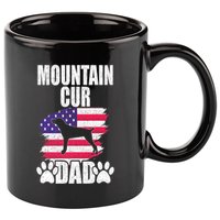 Mountain Cur Dad Dog Lover American Us Flag Premium 11oz C Handle Ceramic Mug