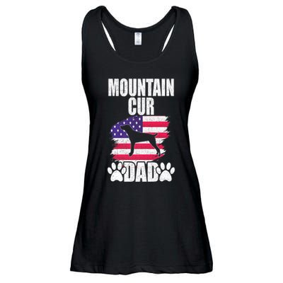 Mountain Cur Dad Dog Lover American Us Flag Premium Ladies Essential Flowy Tank