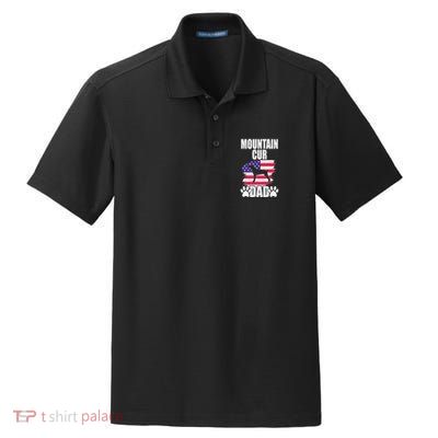 Mountain Cur Dad Dog Lover American Us Flag Premium Dry Zone Grid Polo