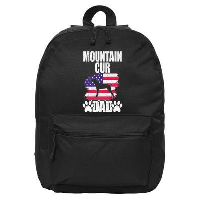 Mountain Cur Dad Dog Lover American Us Flag Premium 16 in Basic Backpack
