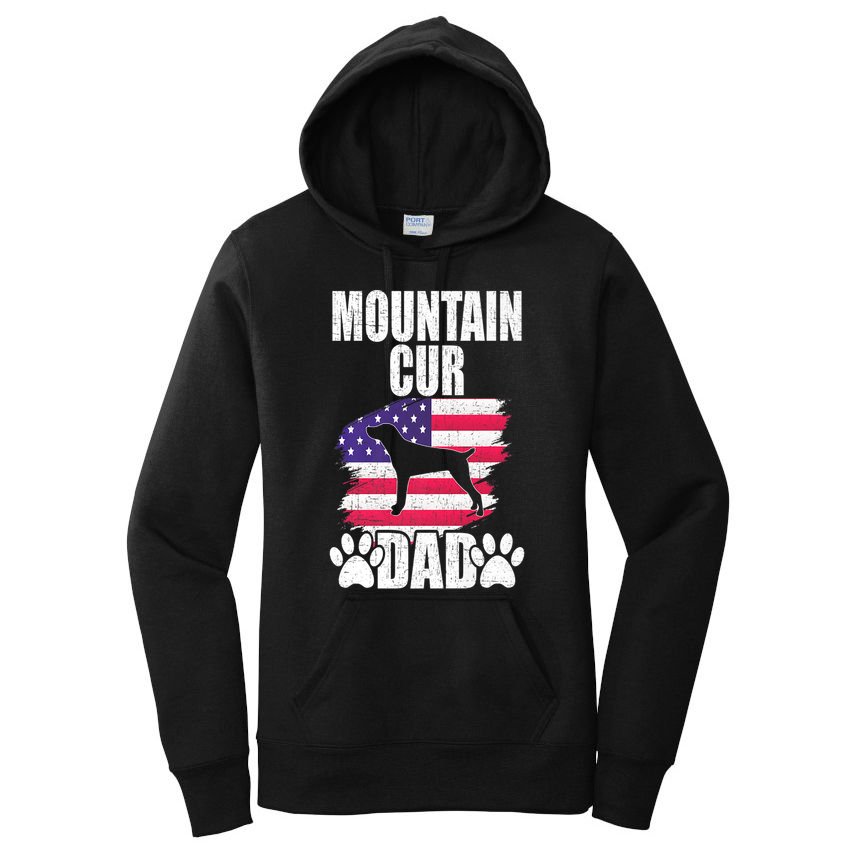 Mountain Cur Dad Dog Lover American Us Flag Premium Women's Pullover Hoodie