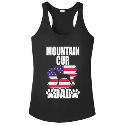 Mountain Cur Dad Dog Lover American Us Flag Premium Ladies PosiCharge Competitor Racerback Tank