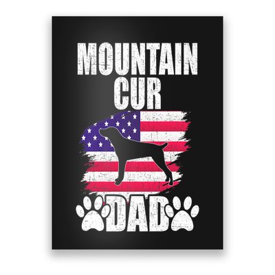Mountain Cur Dad Dog Lover American Us Flag Premium Poster