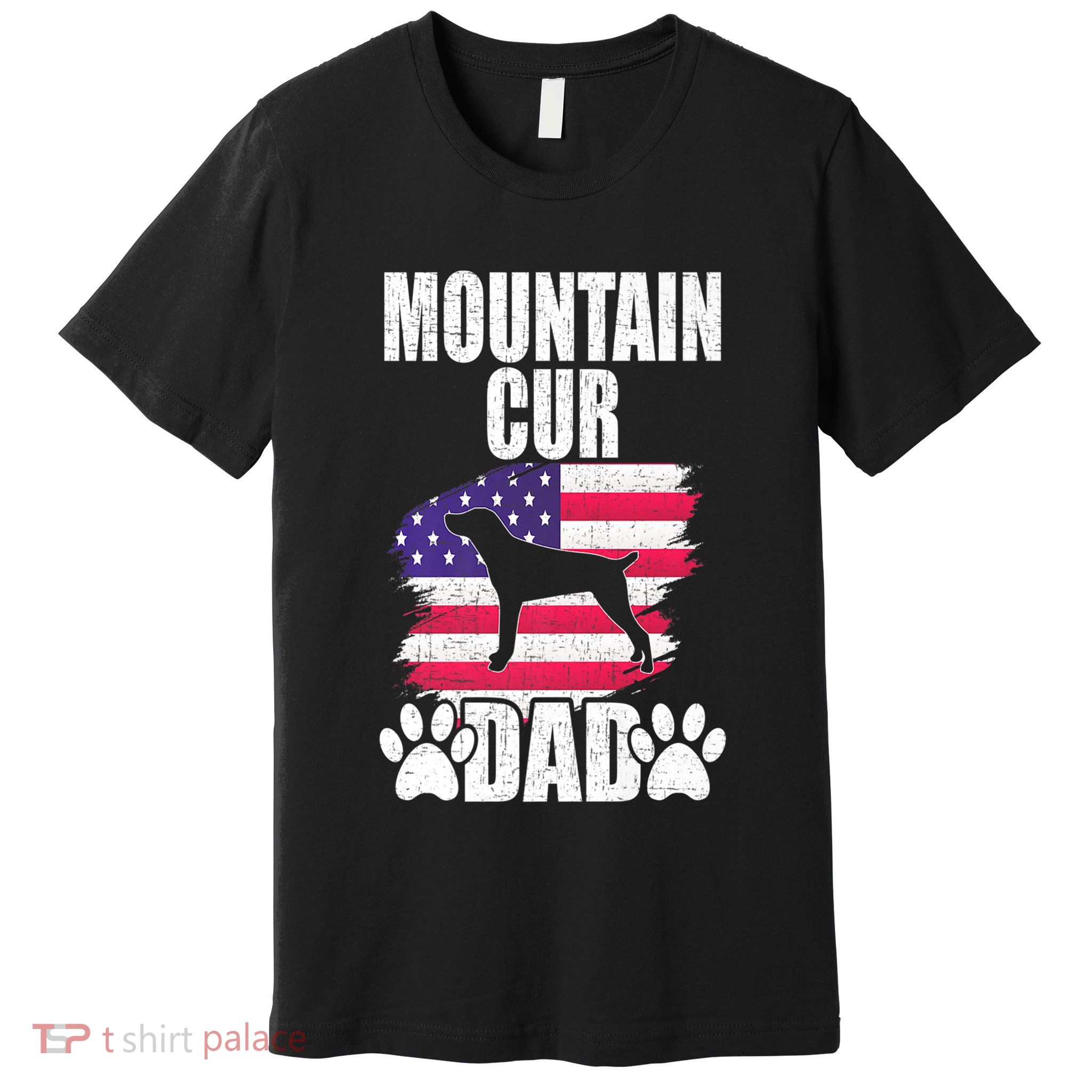 Mountain Cur Dad Dog Lover American Us Flag Premium Premium T-Shirt