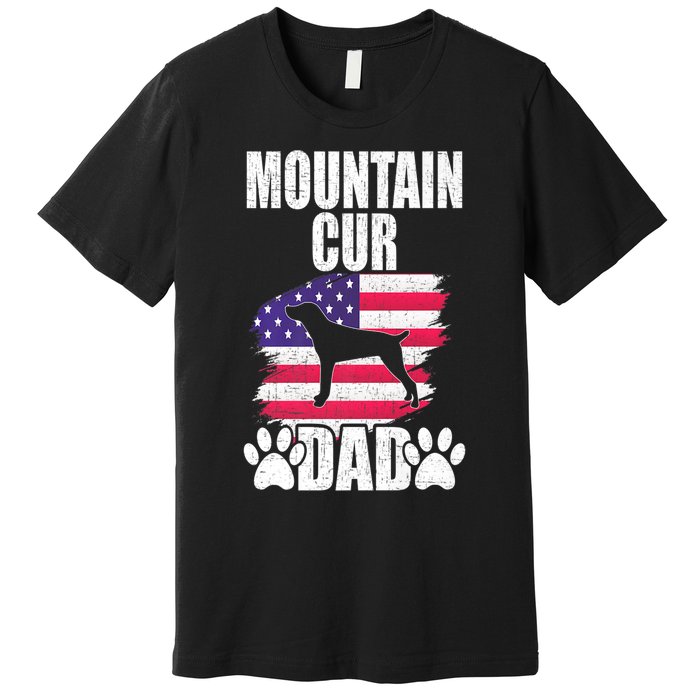 Mountain Cur Dad Dog Lover American Us Flag Premium Premium T-Shirt