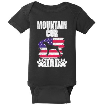 Mountain Cur Dad Dog Lover American Us Flag Premium Baby Bodysuit