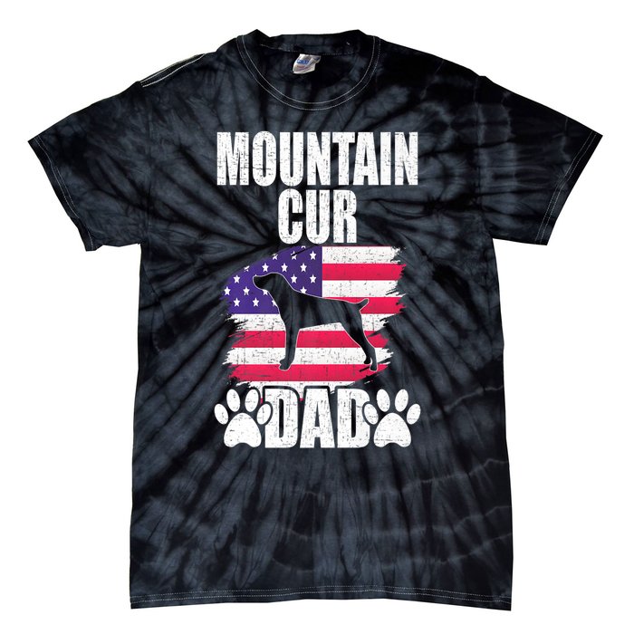 Mountain Cur Dad Dog Lover American Us Flag Premium Tie-Dye T-Shirt