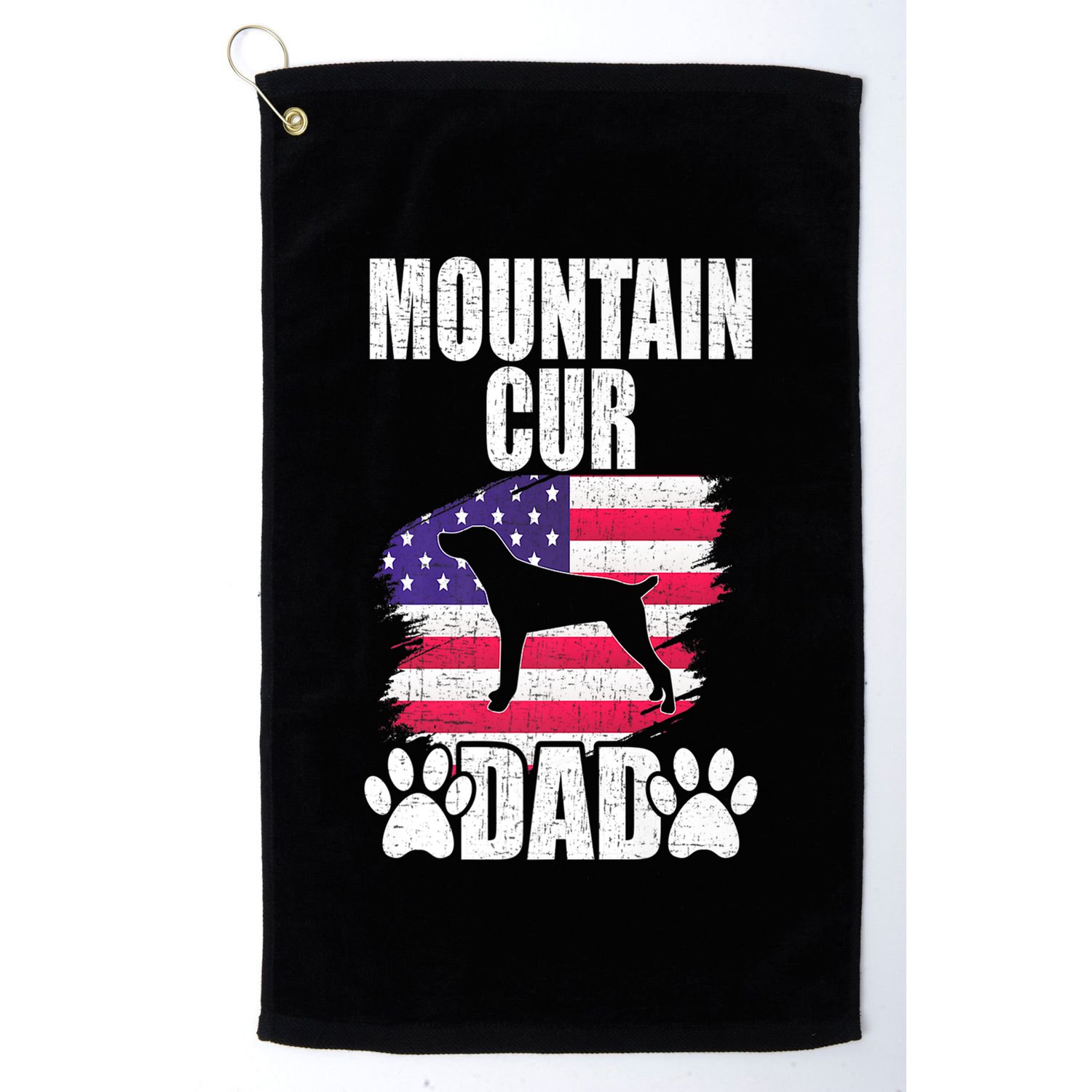 Mountain Cur Dad Dog Lover American Us Flag Premium Golf Towel