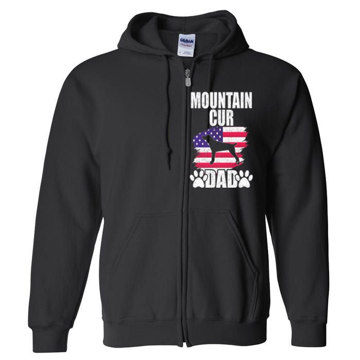 Mountain Cur Dad Dog Lover American Us Flag Premium Full Zip Hoodie