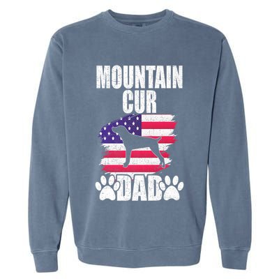 Mountain Cur Dad Dog Lover American Us Flag Premium Garment-Dyed Sweatshirt