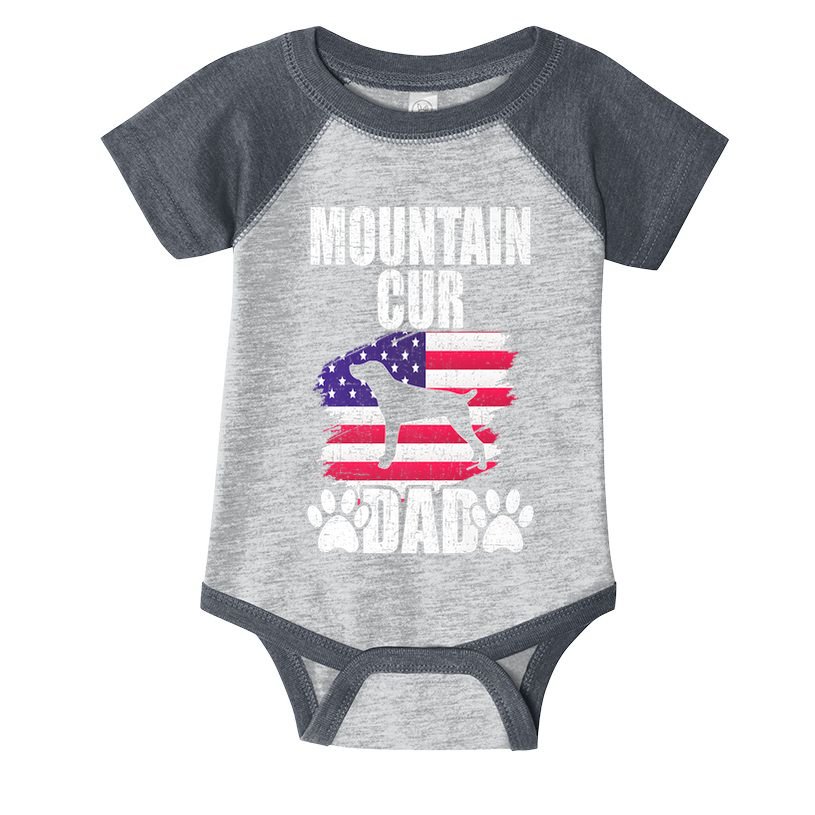 Mountain Cur Dad Dog Lover American Us Flag Premium Infant Baby Jersey Bodysuit
