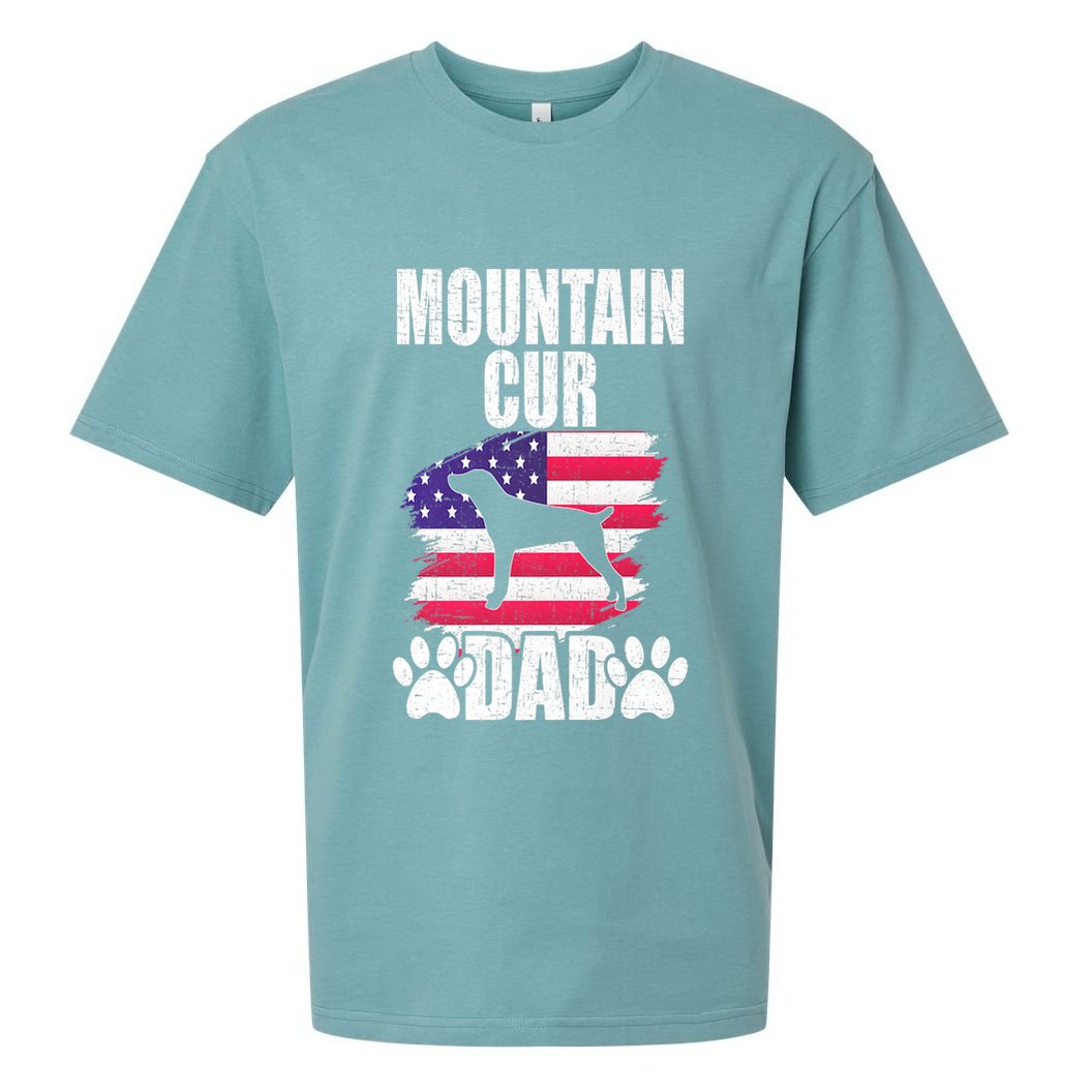 Mountain Cur Dad Dog Lover American Us Flag Premium Sueded Cloud Jersey T-Shirt