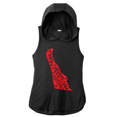 Merry Christmas Delaware Tank Top Ladies PosiCharge Tri-Blend Wicking Draft Hoodie Tank