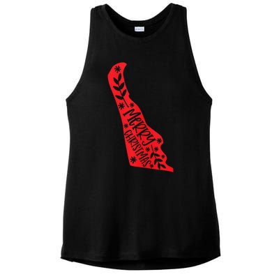 Merry Christmas Delaware Tank Top Ladies PosiCharge Tri-Blend Wicking Tank