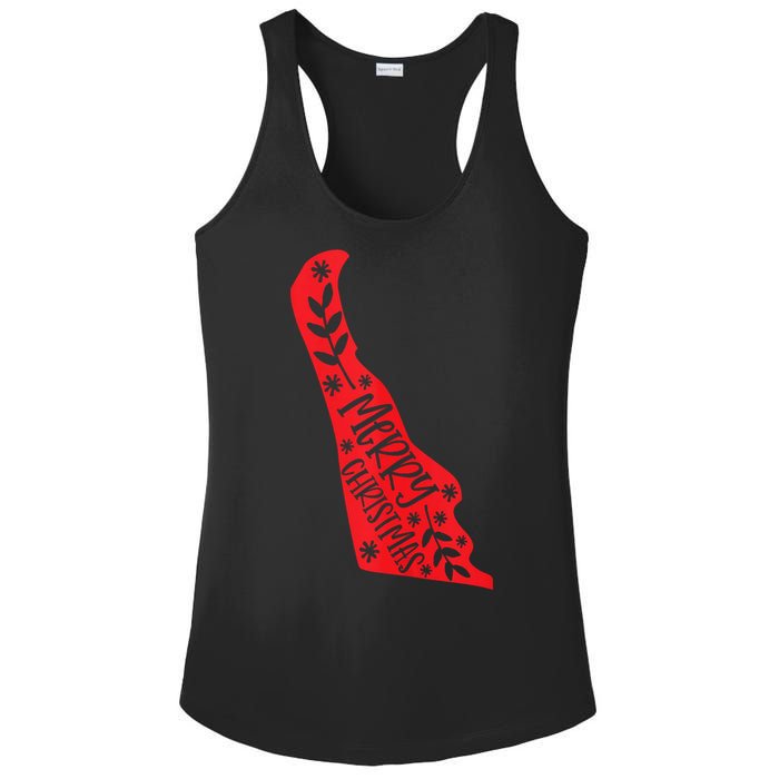 Merry Christmas Delaware Tank Top Ladies PosiCharge Competitor Racerback Tank