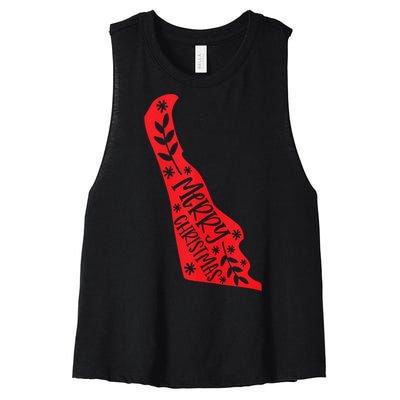 Merry Christmas Delaware Tank Top Women's Racerback Cropped Tank